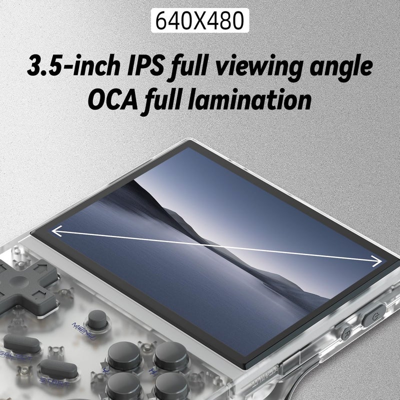 GiipGoop RG35XX 2024 Retro Gaming Consoles with 64GB Card rg35xx Handheld Game Console 3.5 inch IPS Screen Linux System Classic Emulator Hand Held Gaming Console Support HD TV Output White - Image 3